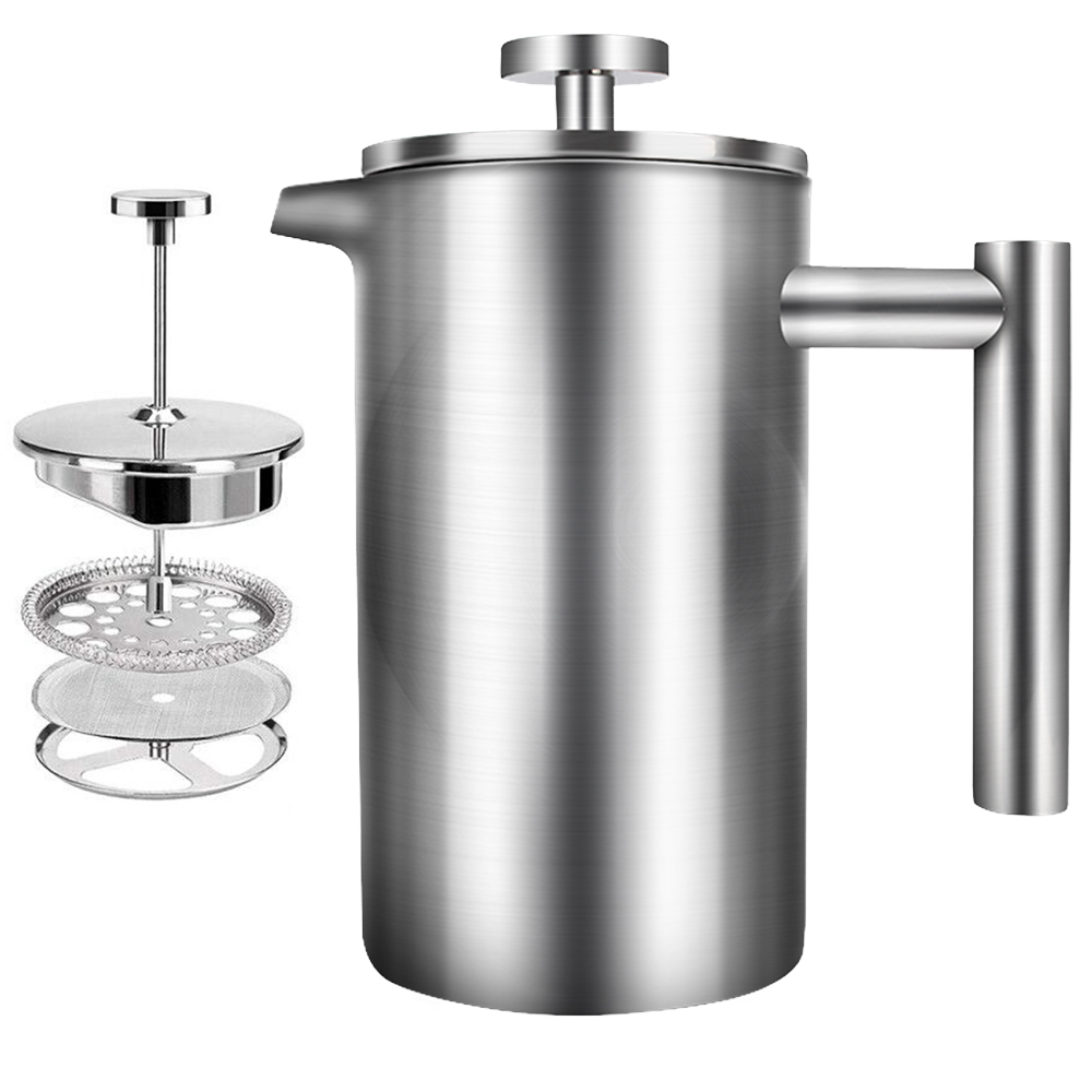 Coffee Equipment For Camping - 大容量フレンチプレス付きコーヒーメーカー,エスプレッソマシン,ステンレス鋼,二重壁