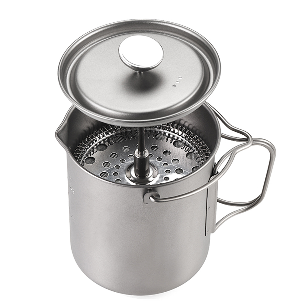 Coffee Equipment For Camping - Lixada-折りたたみ式チタンスプーン付き屋外キャンプ調理鍋、コーヒーメーカー、フレンチプレスマグ、750ml